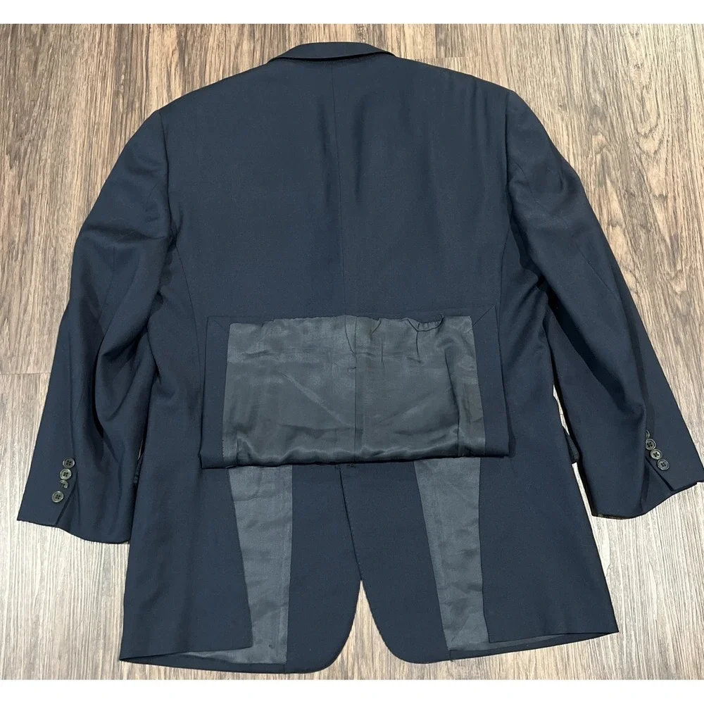 Ermenegildo Zegna Blazer Mens 44R EU54 worsted Super 100's Navy Made In Italy